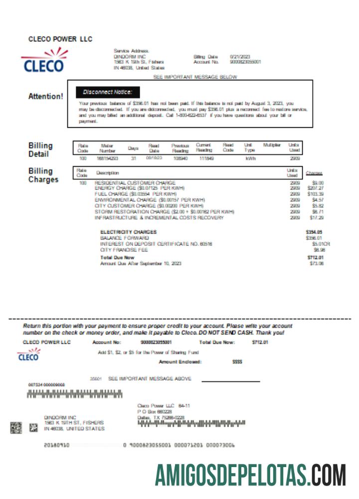 Projeto de lei de serviços públicos de eletricidade da Louisiana Cleco Power, SCR amostra